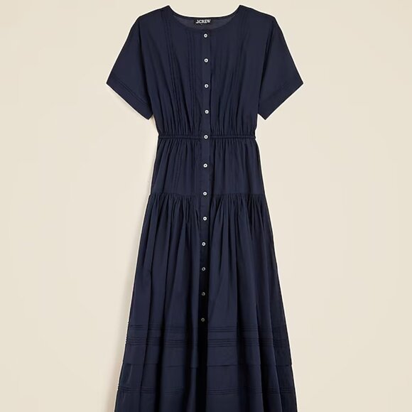 J. Crew Dresses & Skirts - J Crew Navy Blue Pintuck shirtdress‎ in cotton voile Womens XXS